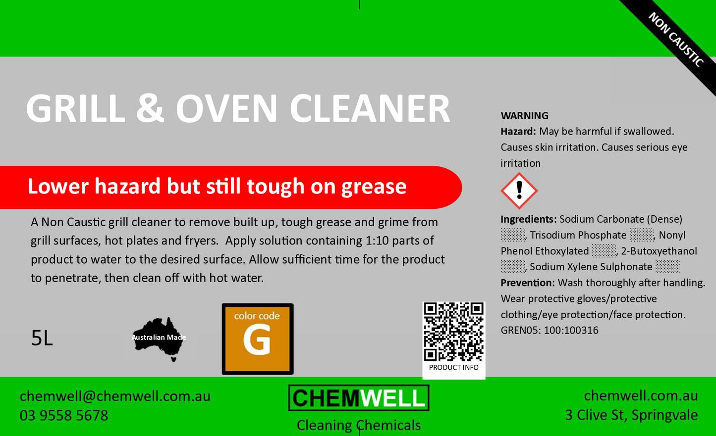 Grill & Oven Cleaner Non Caustic