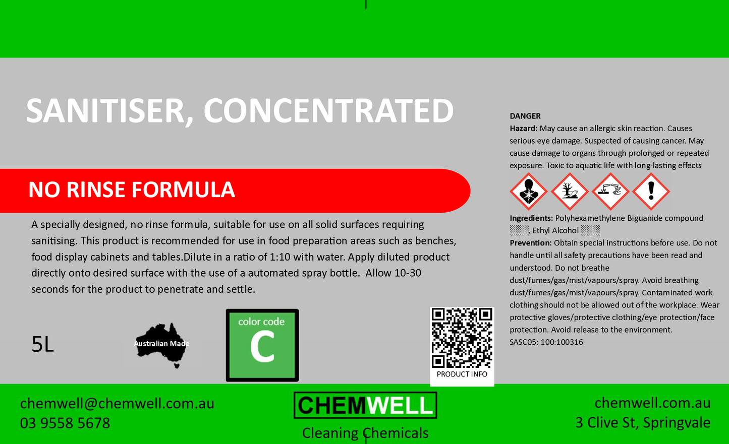 Sanitiser, Concentrated
