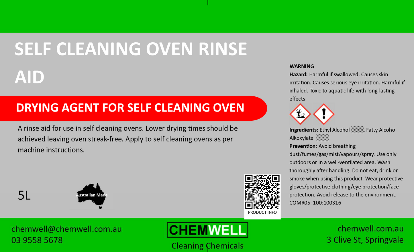 Self Cleaning Oven Rinse Aid
