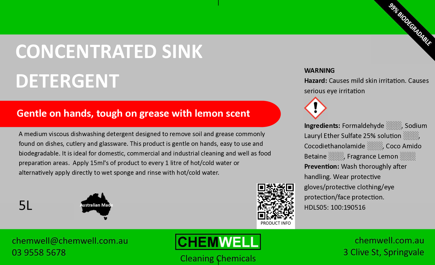 Concentrated Sink Detergent Lemon