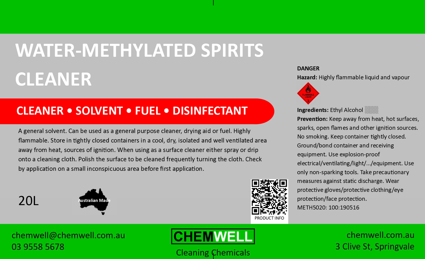 Water-Methylated Spirits Cleaner