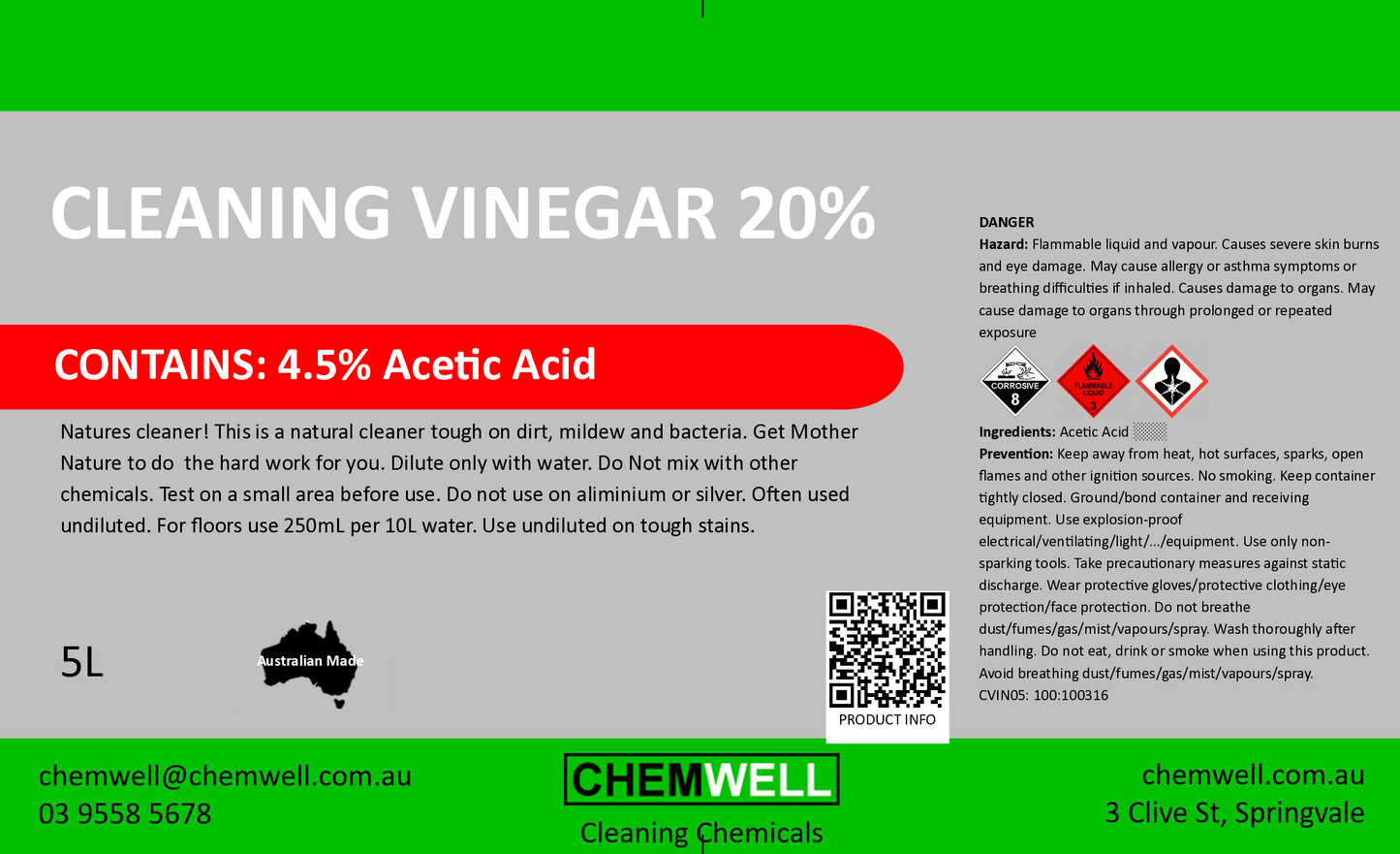 Cleaning Vinegar 20%